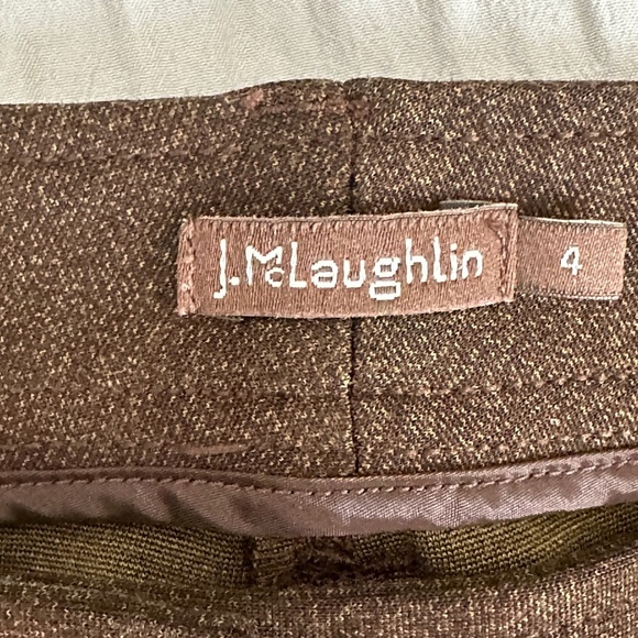Excellent J. McLaughlin Flat Front 4 Way Stretch Brown Slim Pants Size 4 - Picture 5 of 7
